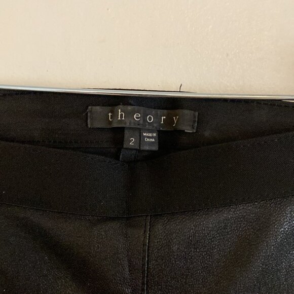 theory 100% lamb leather seamed leggings size 2 - Picture 2 of 8